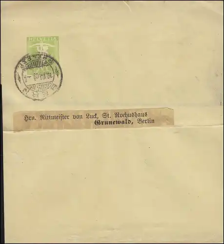 Suisse Streifband S 21 Tellknabe 5 C. BERN août 1909 da Grunewald / Berlin