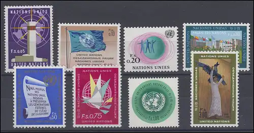 1-8 Nations unies Genève millésime 1969 complet, frais de port **
