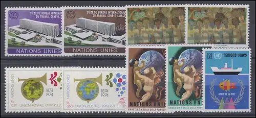 37-45 UNO Genf Jahrgang 1974 komplett, postfrisch **
