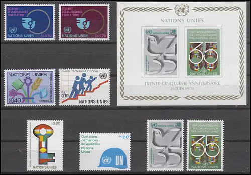 88-95 Nations unies Genève, année 1980, complet, frais de port **