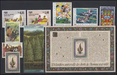 162-172 Nations unies Genève 1988 complet, frais de port **