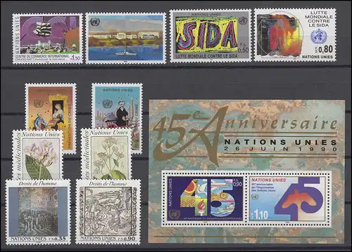 182-193 Nations unies Genève année 1990, complet, frais de port **