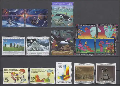 210-224 Nations unies Genève année 1992 complète, frais de port **