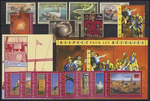 384-408 Nations unies Genève année 2000 complète, frais de port **