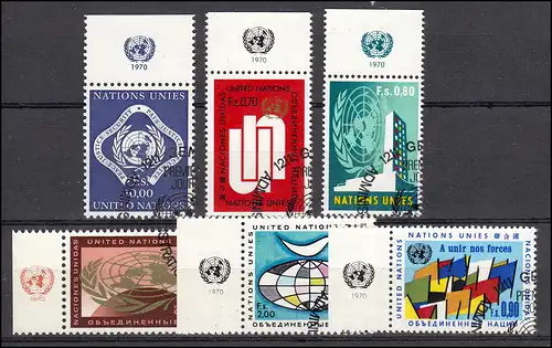9-14 Nations unies Genève année 1970 complète - avec TAB en haut ou à gauche, tous avec ESSt