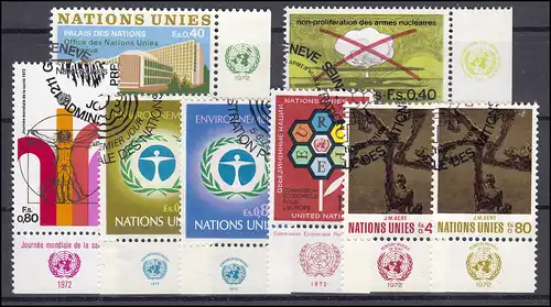 22-29 Nations unies Genève 1972 complète - avec TAB en bas ou à droite, tous avec ESSt