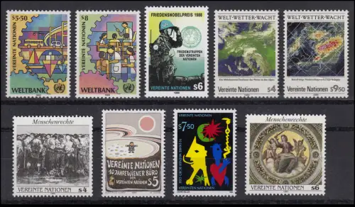 89-97 Nations unies Vienne année 1989 complète, frais de port **