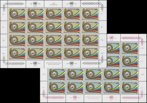 Nations unies Genève 60-61 Administration postale UNPA 1976, petit jeu de feuilles **