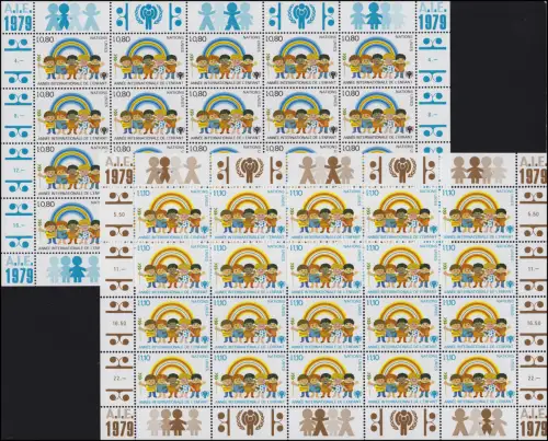Nations unies Genève 83-84 Année internationale de l'enfant 1979, série de feuilles **