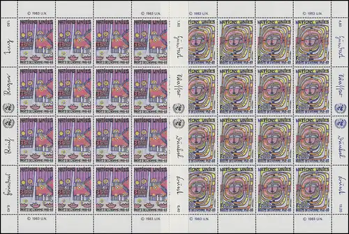 Nations unies Genève 117-118 Droits de l'homme / Hundertwasser 1983, petit jeu de feuilles **