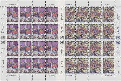 Nations unies Genève 117-118 Droits de l'homme / Hundertwasser 1983, petit jeu de feuilles **