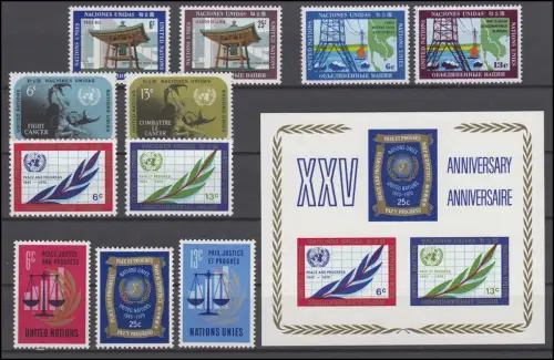 220-230 Nations Unies New York millésime 1970 complet, frais de port **