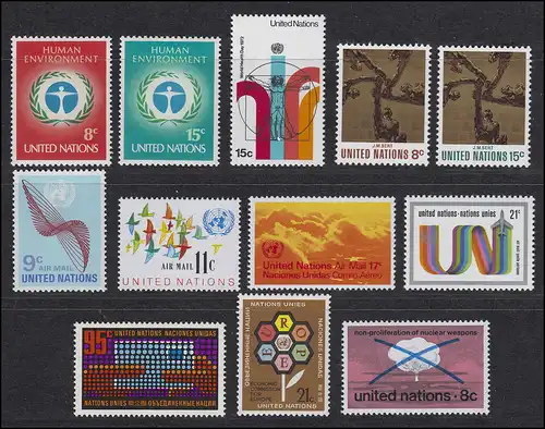 242-253 UNO New York Jahrgang 1972 komplett, postfrisch **