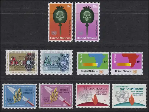 254-263 Nations Unies New York millésime 1973 complet, frais de port **