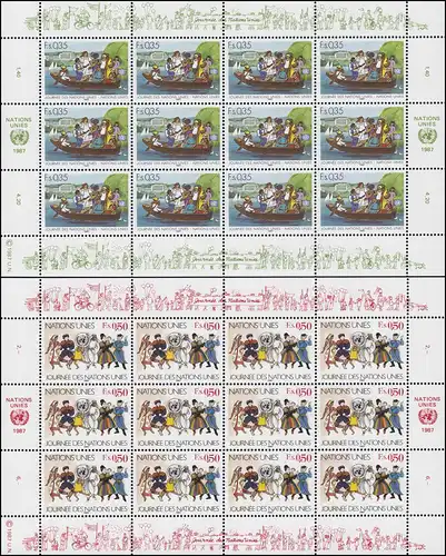 Nations unies Genève 158-159 Journée des Nations Unies 1987, petit jeu de feuilles **