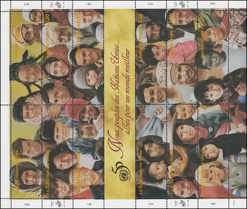 Nations Unies Genève 273-284 Jubilé 50 ans Nations unies 1945-1995, Bogen ZD **