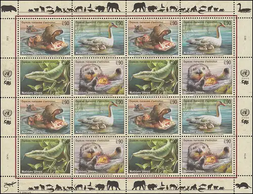 Nations unies Genève 385 388 Espèces menacées VIII - Faune 2000, Bogen ZD **