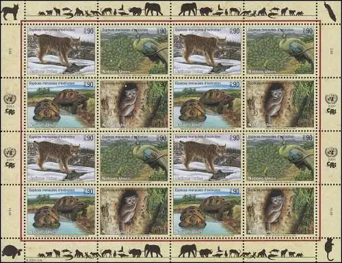 Nations unies Genève 409-412 Espèces menacées IX - Faune 2001, Bogen ZD **