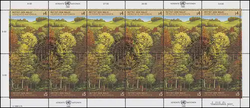 UNO Wien 81-82 Rettet den Wald 1988, ZD-Kleinbogen ESSt