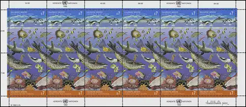 UNO Vienne 127-188 Mers propres Faune et flore 1992, petite arc de ZD **