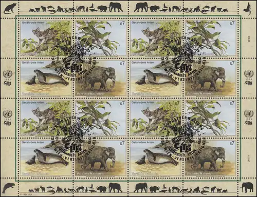 ONU Vienne 162-165 Espèces menacées II - Faune 1994, Bogen ZD ESSt