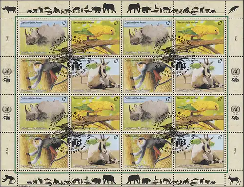 ONU Vienne 180-183 Espèces menacées III - Faune 1995, Bogen ZD ESSt