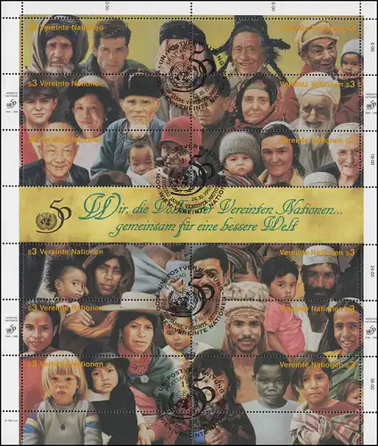 UNO Wien 190-201 Jubiläum 50 Jahre Vereinte Nationen 1995, ZD-Bogen ESSt