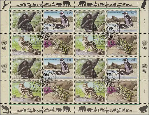 Nations unies Vienne 357-360 Espèces menacées X - Faune 2002, Bogen ZD ESSt
