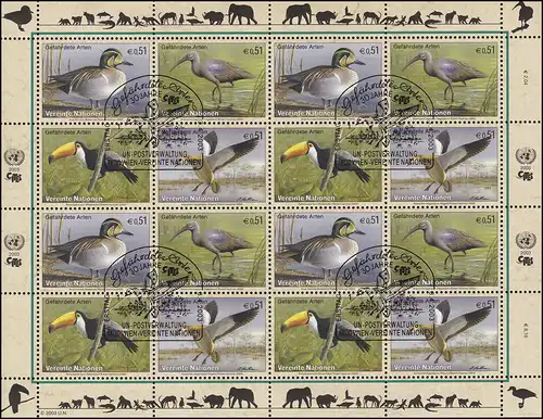 ONU Vienne 389-392 Espèces menacées XI - Oiseaux 2003, Bogen ZD ESSt