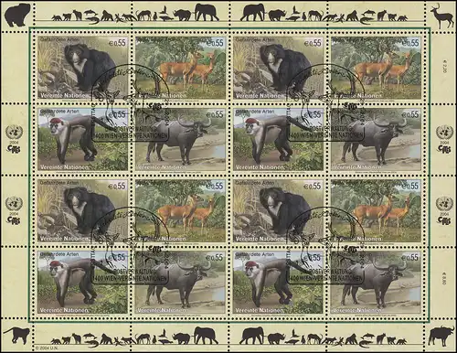 ONU Vienne 406-409 Espèces menacées XII - mammifères 2004, Bogen ZD ESSt