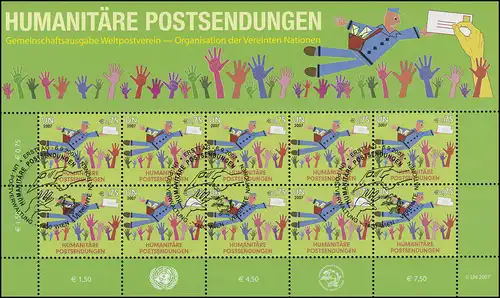 UNO Wien 512 Humanitäre Postsendungen 2007, Kleinbogen ESSt