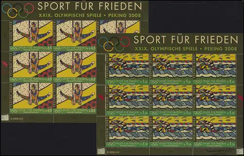 UNO Wien 545-546 Sport für Frieden: Olympia Peking 2008, Kleinbogen-Satz **