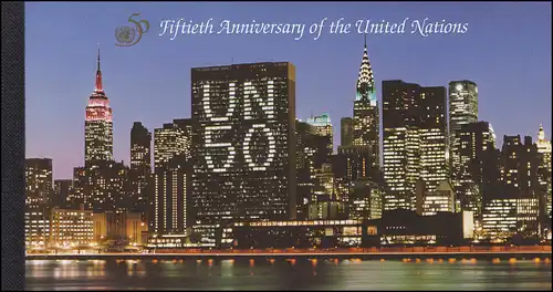 UNO New York Markenheftchen 1 Jubiläum 50 Vereinte Nationen 1995, **