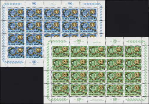 UNO New York 299-300 Administration postale UNPA 1976, petit jeu de feuilles **