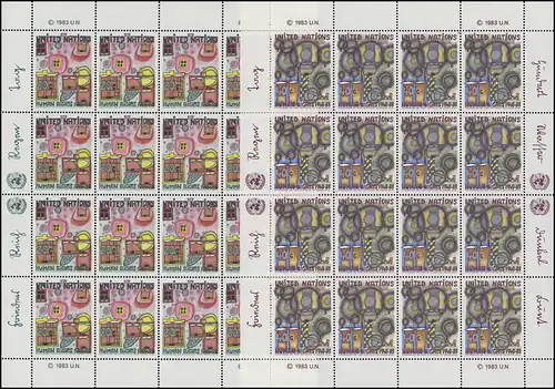 UNO New York 438-439 Menschenrechte / Hundertwasser 1983, Kleinbogen-Satz **