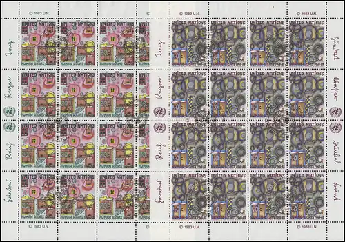 Nations unies New York 438-439 Droits de l'homme / Hundertwasser 1983, feuille de route ESSt