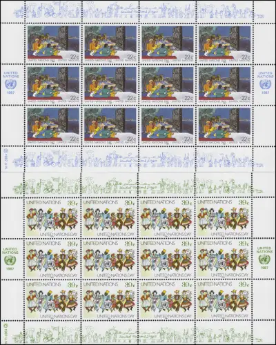 Nations unies New York 540-541 Journée des Nations Unies 1987, petit jeu de feuilles **