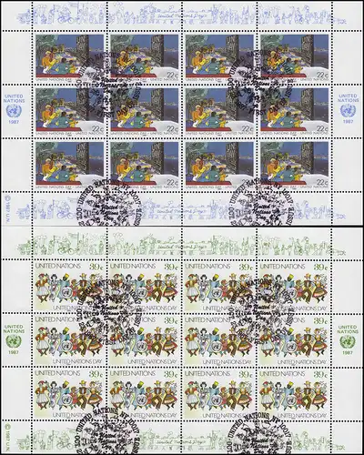 UNO New York 540-541 Tag der Vereinten Nationen 1987, Kleinbogen-Satz ESSt