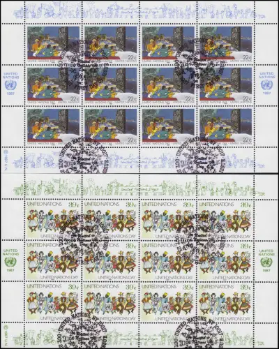 UNO New York 540-541 Tag der Vereinten Nationen 1987, Kleinbogen-Satz ESSt
