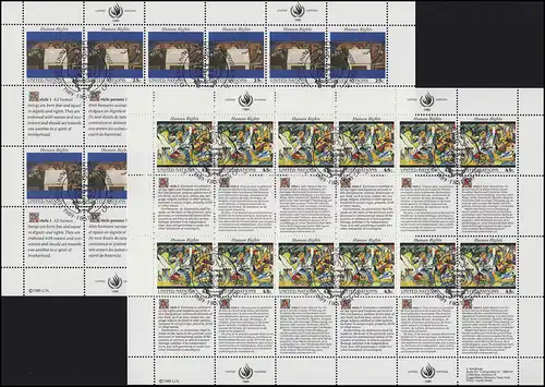 UNO New York 595-596 Erklärung der Menschenrechte I 1989, ZD-Bogensatz ESSt