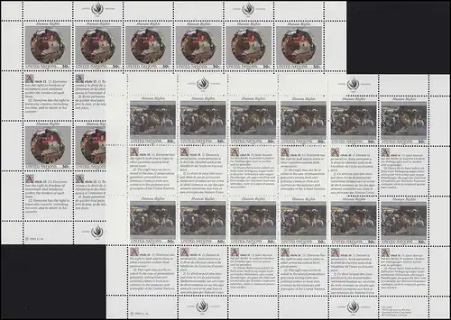 UNO New York 623-624 Erklärung der Menschenrechte III 1991, ZD-Bogensatz **