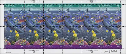 UNO New York 627-628 Saubere Meere: Fauna und Flora 1992, ZD-Bogen **
