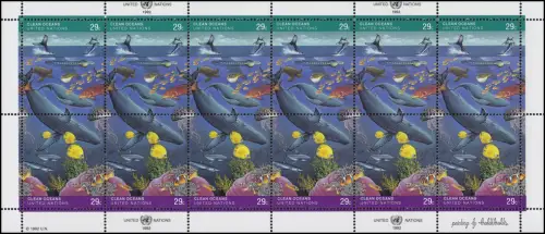 UNO New York 627-628 Saubere Meere: Fauna und Flora 1992, ZD-Bogen **