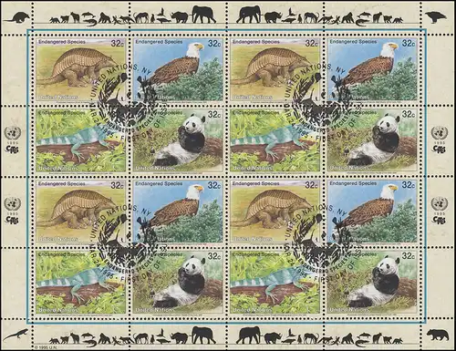 UNO New York 681-684 Gefährdete Arten III - Fauna 1995, ZD-Bogen ESSt