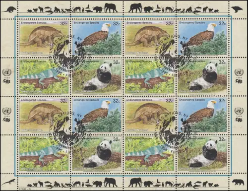 UNO New York 681-684 Gefährdete Arten III - Fauna 1995, ZD-Bogen ESSt
