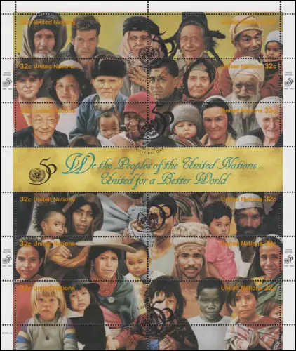 Nations Unies, New York 692-703 Jubilé 50 ans Nations unies 1995, Bogen ZD ESSt