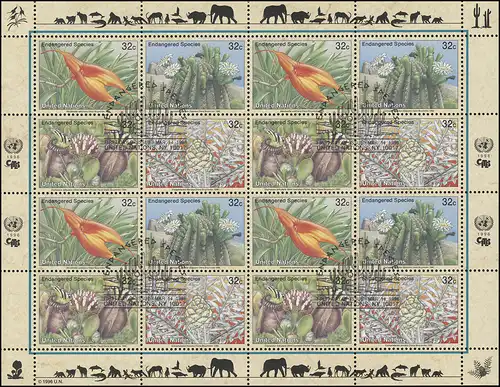 UNO New York 707-710 Gefährdete Arten IV - Flora 1996, ZD-Bogen ESSt