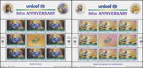 UNO New York 720-721 Kinderhilfswerk UNICEF 1996 - Märchen, ZD-Bogen **