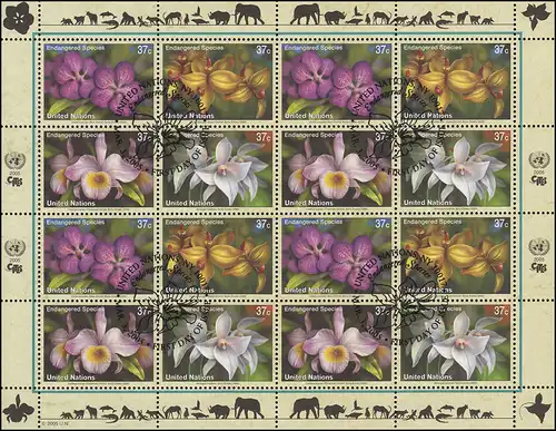 UNO New York 973-976 Gefährdete Arten XIII - Orchideen 2005, ZD-Bogen ESSt