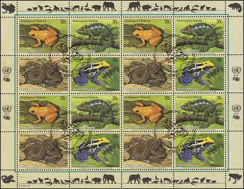 UNO New York 1015-1018 Gefährdete Arten XIV - Amphibien Reptilien, ZD-Bogen ESSt